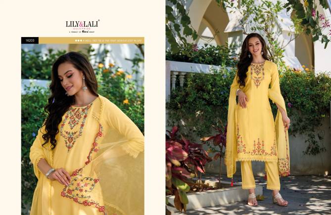Aarya By Lily And Lali 16201 To 16206 Silk Embroidery Readymade Suits Wholesale Online
